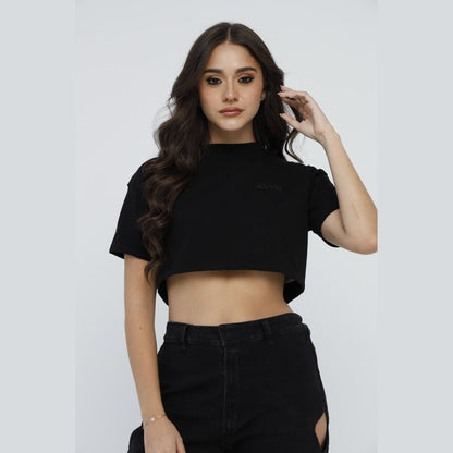Crop Top Luce Nera Negro Lusso Discreto