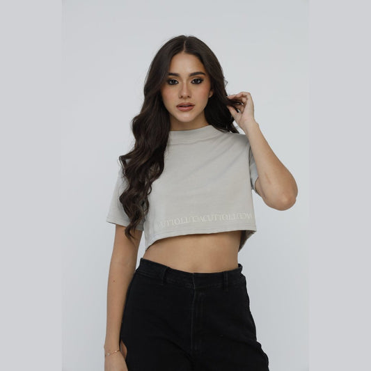 Crop Top Nebbia Gris Lusso Discreto