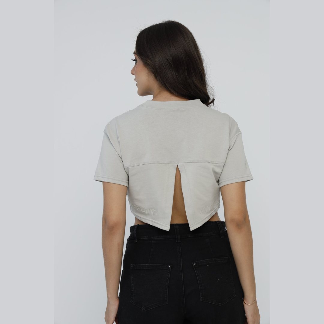 Crop Top Nebbia Gris Lusso Discreto