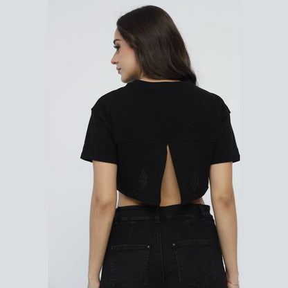 Crop Top Luce Nera Negro Lusso Discreto