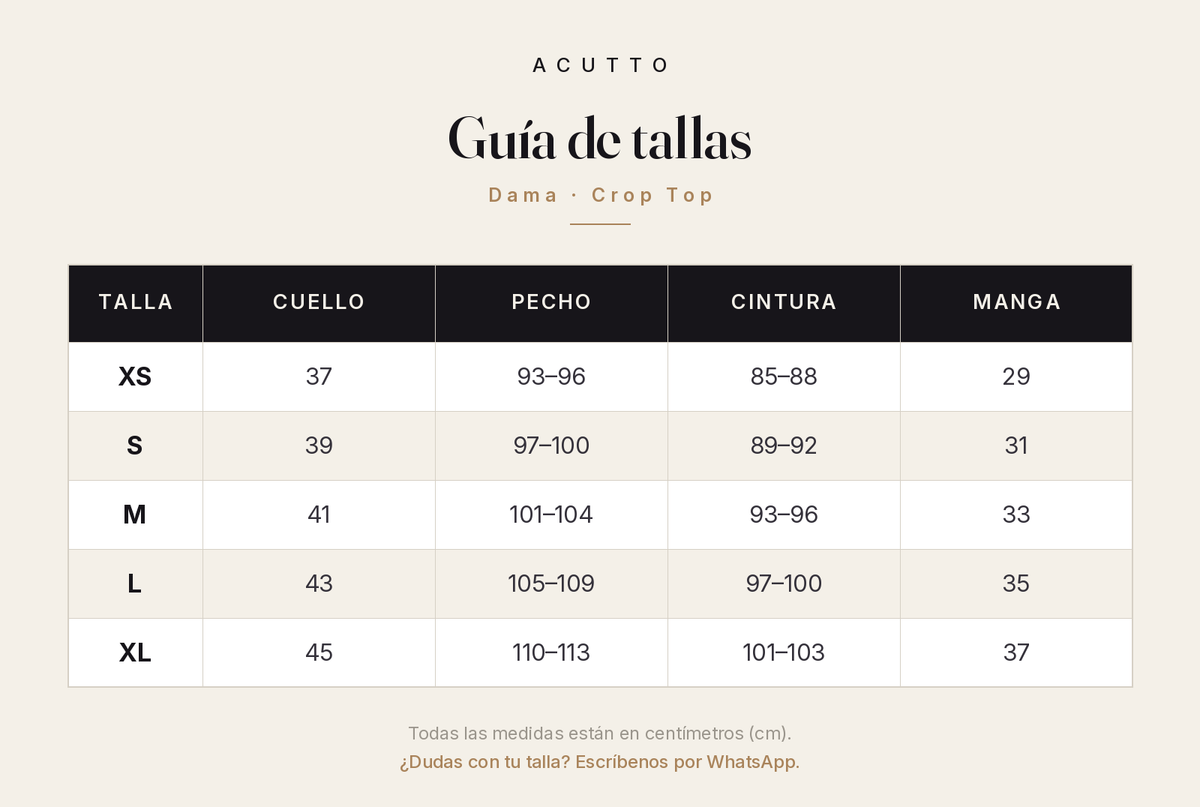 Guía de tallas